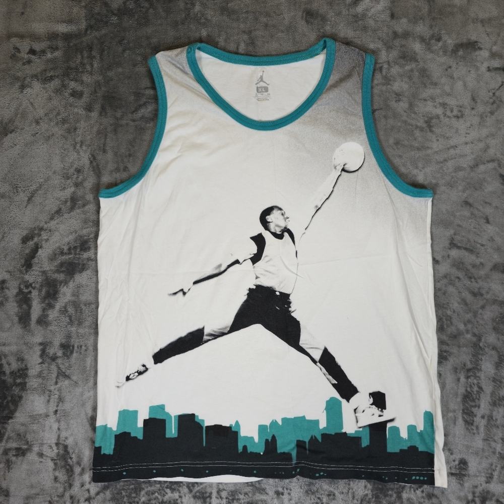 Jordan Jumpman Tank Top Sleeveless Shirt Size XL Fits Large White Teal